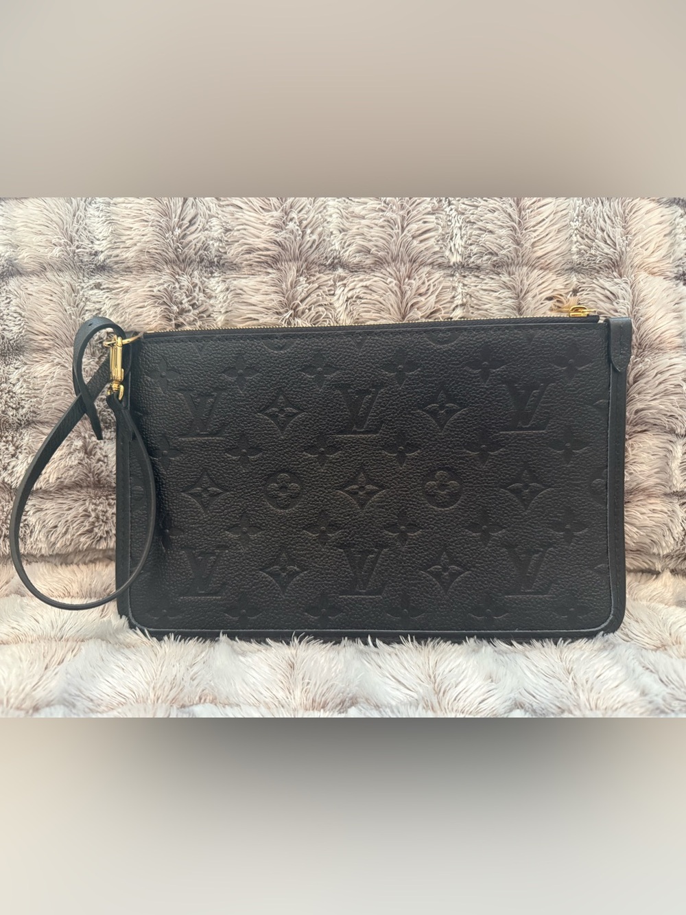 Louis Vuitton Black Embossed Monogram Leather Pouch